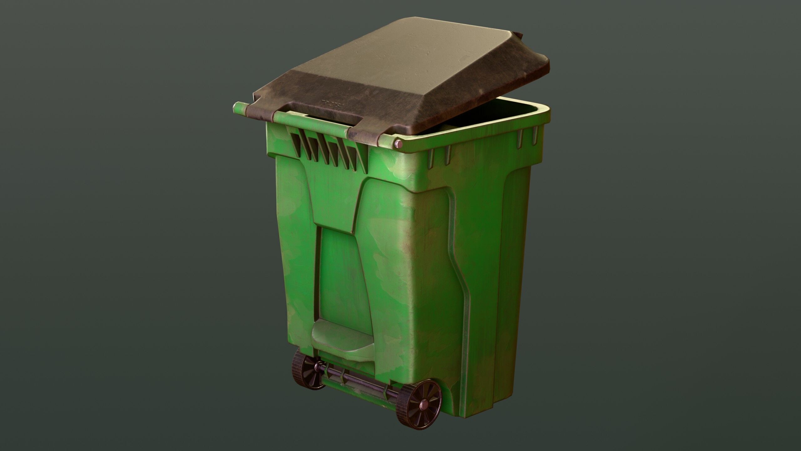 Trash Bin Game Asset - Openable Lid  Low-poly 3D model_3