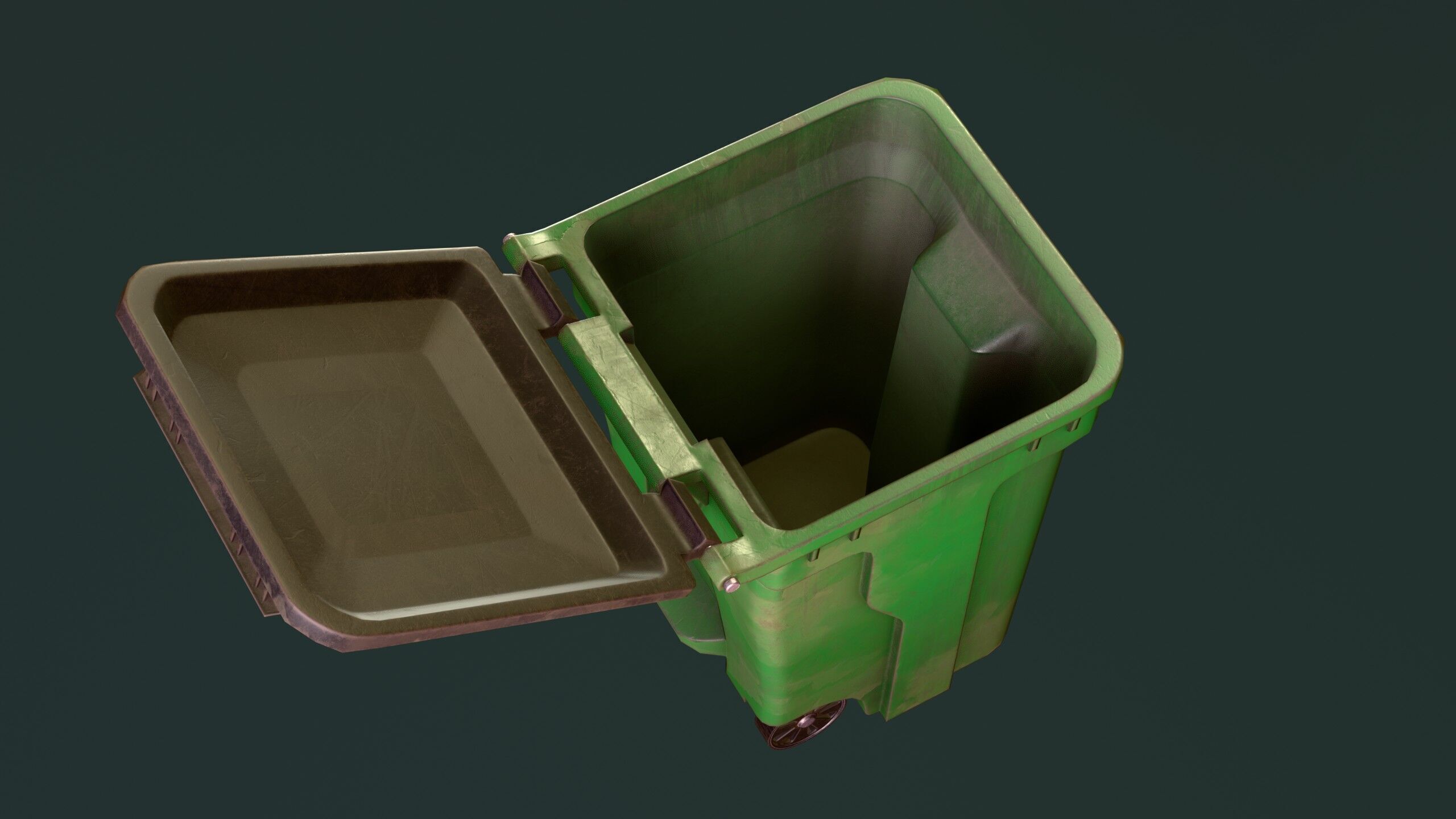 Trash Bin Game Asset - Openable Lid  Low-poly 3D model_4