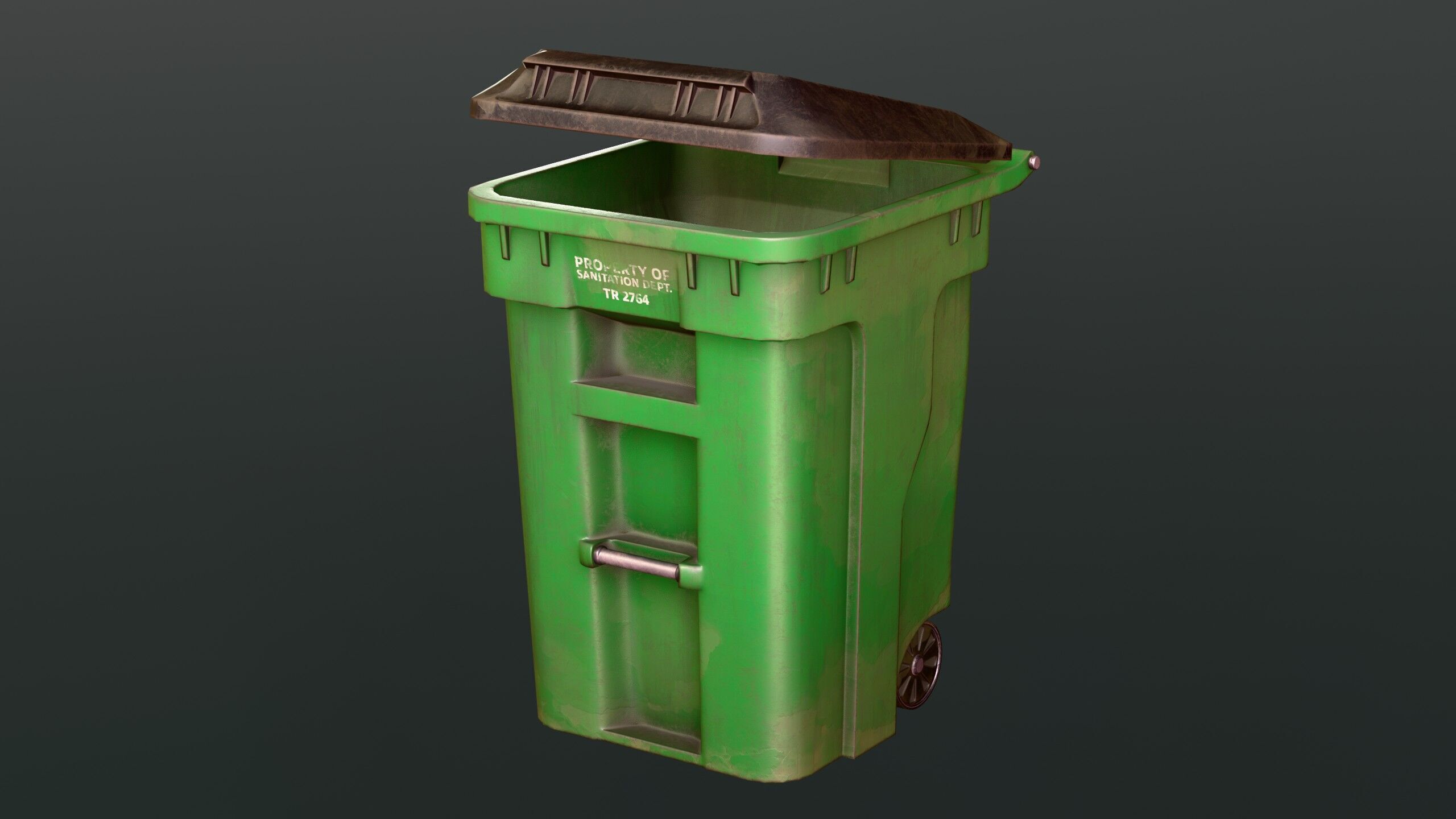 Trash Bin Game Asset - Openable Lid  Low-poly 3D model_2