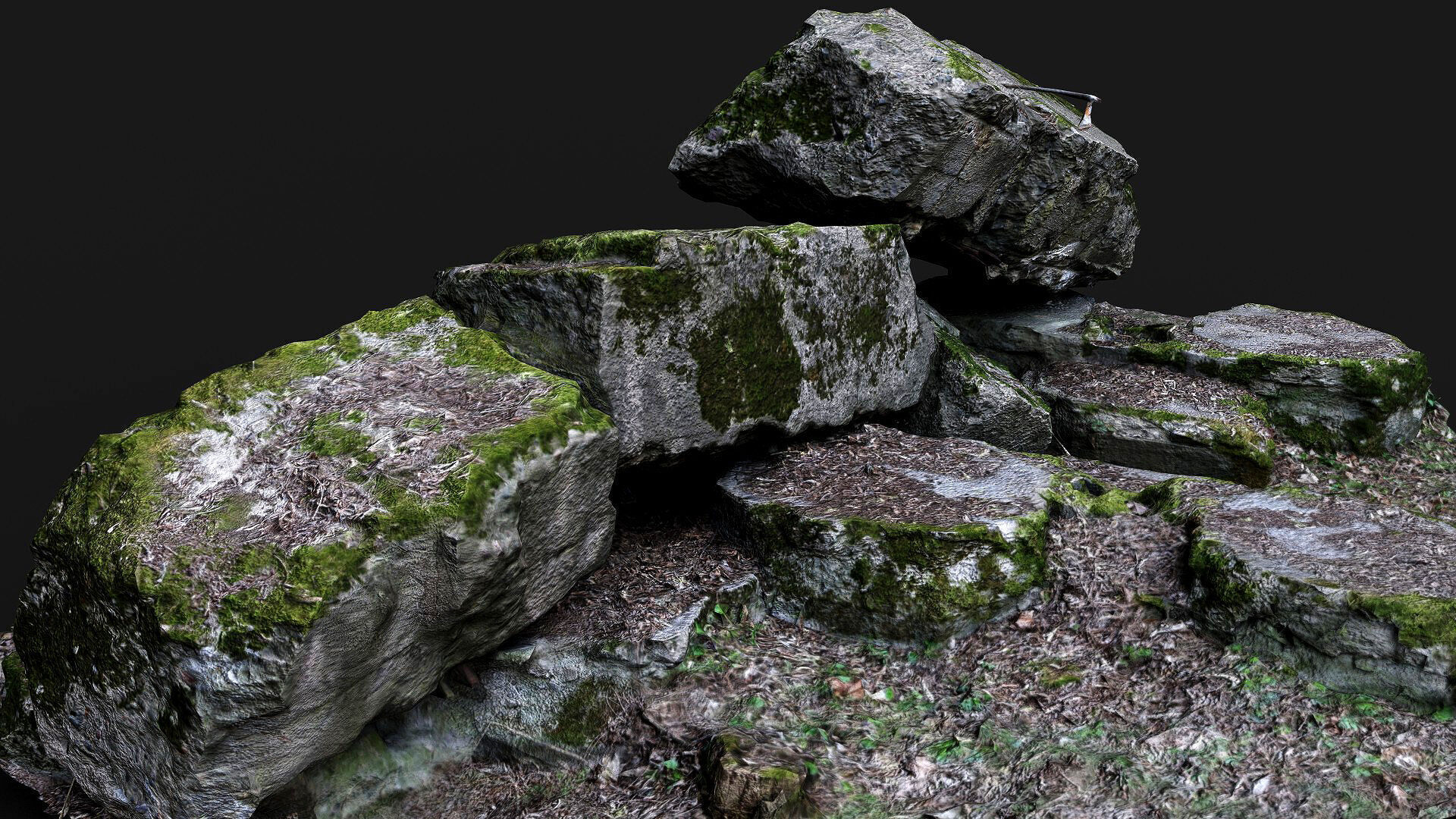 destroyed ww2 bunker mossy ruins PBR photogrammetry Low-poly 3D model_3