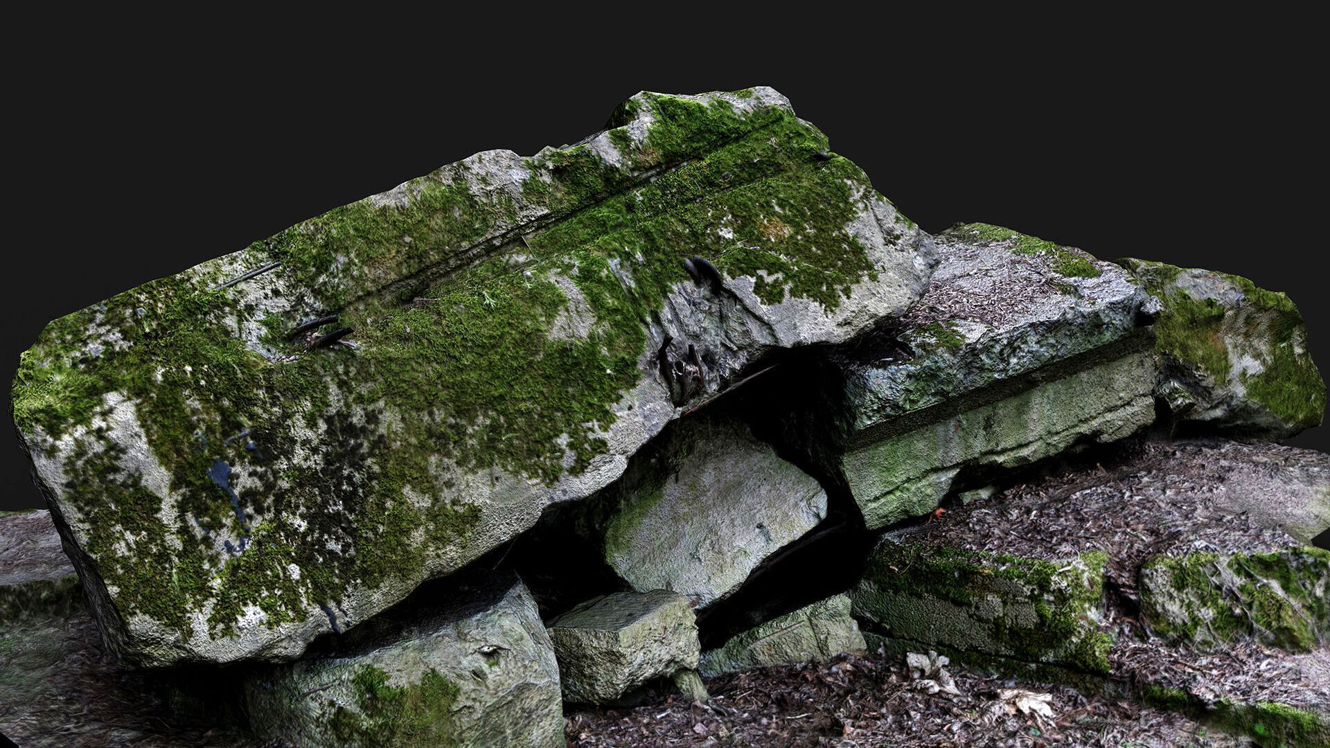 destroyed ww2 bunker mossy ruins PBR photogrammetry Low-poly 3D model_4