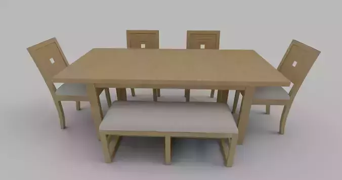 Modern Dining Table and Chairs Set and Bench