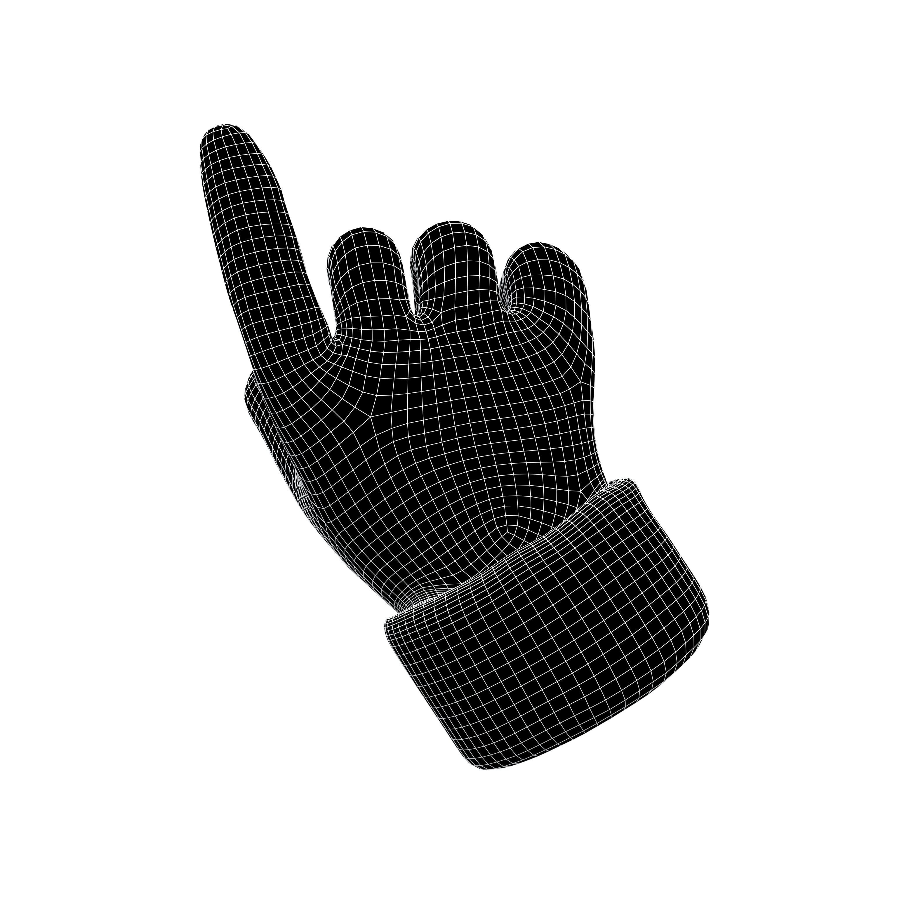 Hand Finger Pointing Icon v1 001 Low-poly 3D model_6