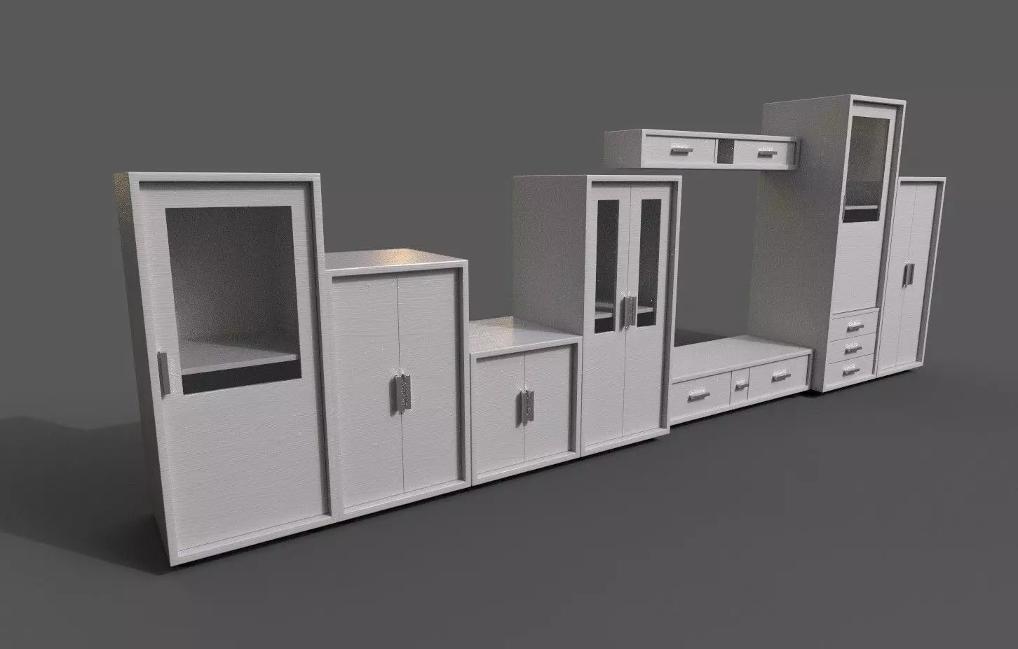 Set Modern Furniture 3D Model Low-poly 3D model_0
