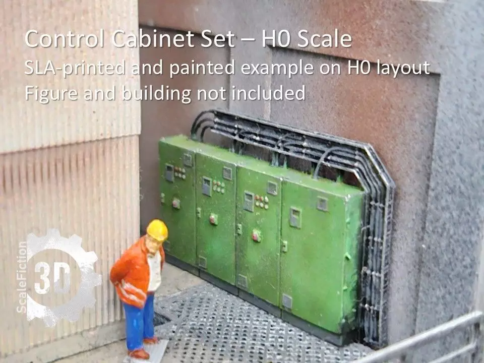 H0 Scale - Control Cabinet and Cable Tray 3D print model_0