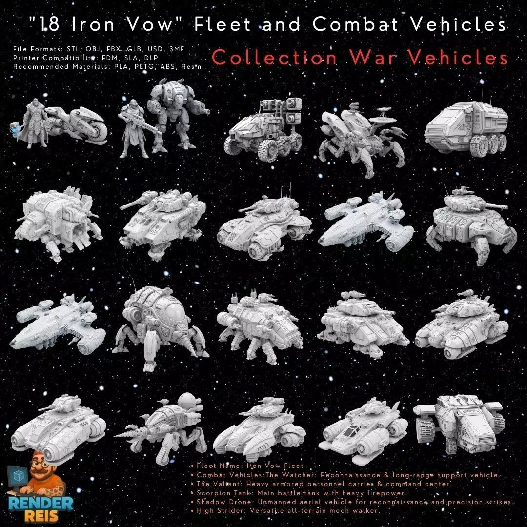 Iron Vow Fleet  Combat Vehicles 17 Model 3D Printable Collection _0