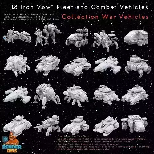 Iron Vow Fleet  Combat Vehicles 17 Model 3D Printable Collection 