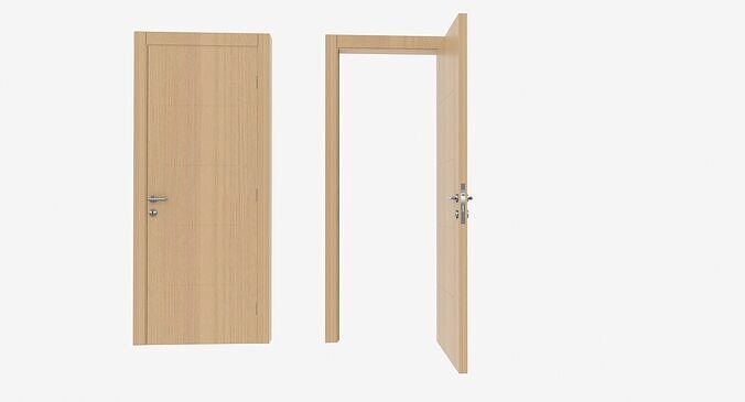 Modern OAK wooden Door Free low-poly 3D model