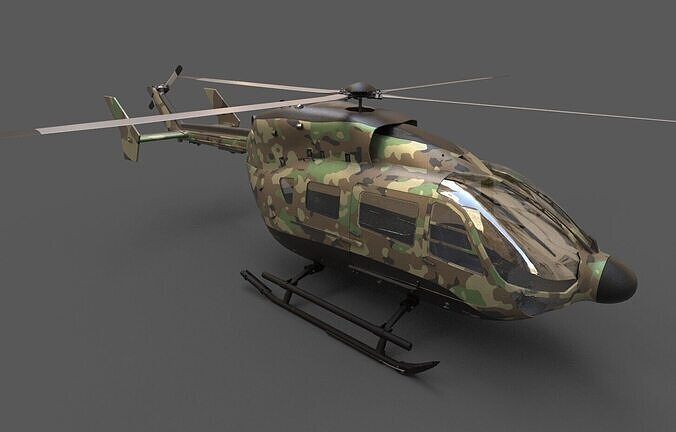 EC145 Military Helicopter Low-poly 3D model