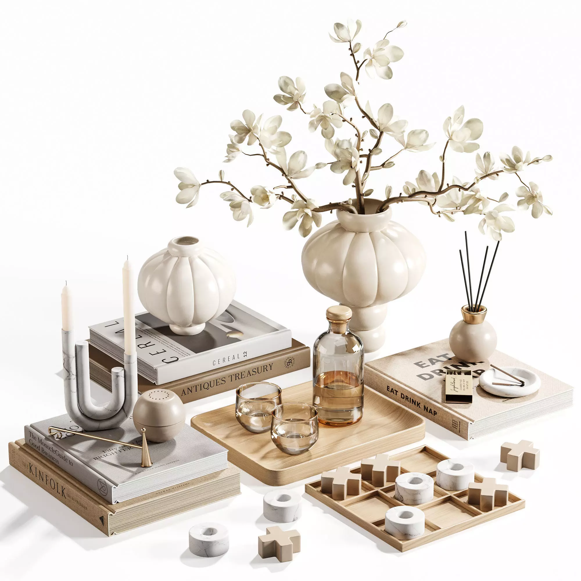 Magnolia Serenity Decor Set 3D model