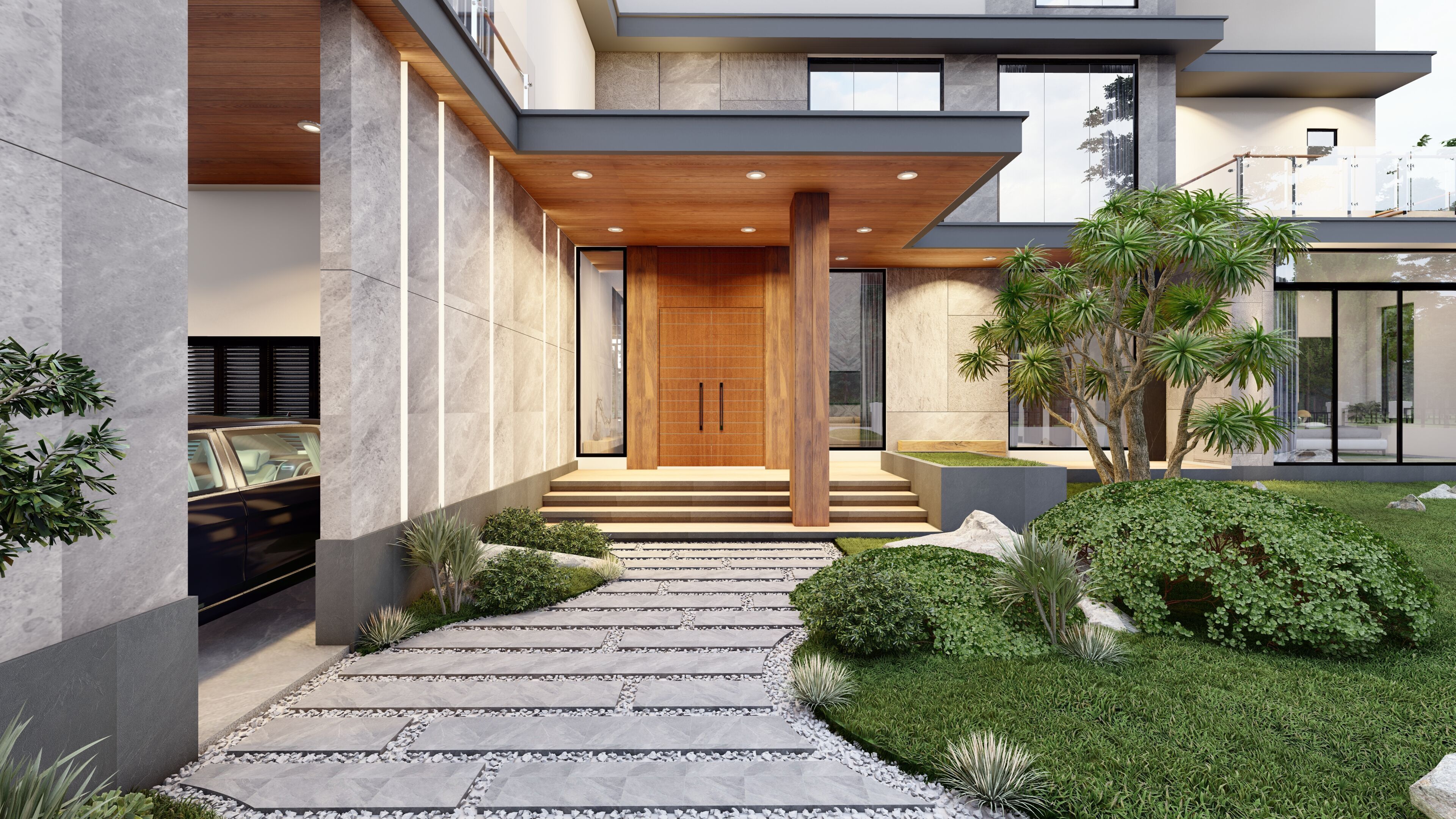 Modern 3 Story Villa 3D 2D Model  SketchUp 3D model_3