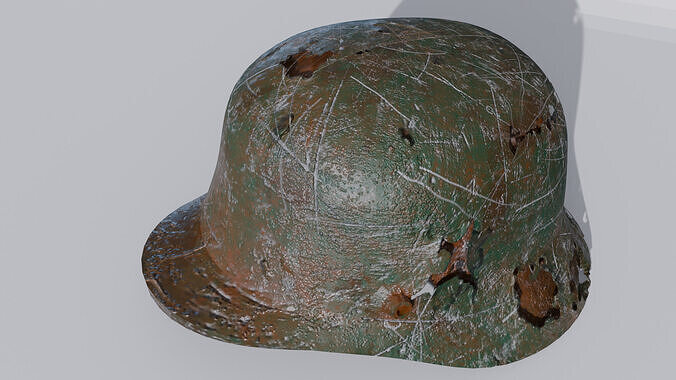 Rusted WW II Helmet Low-poly 3D model