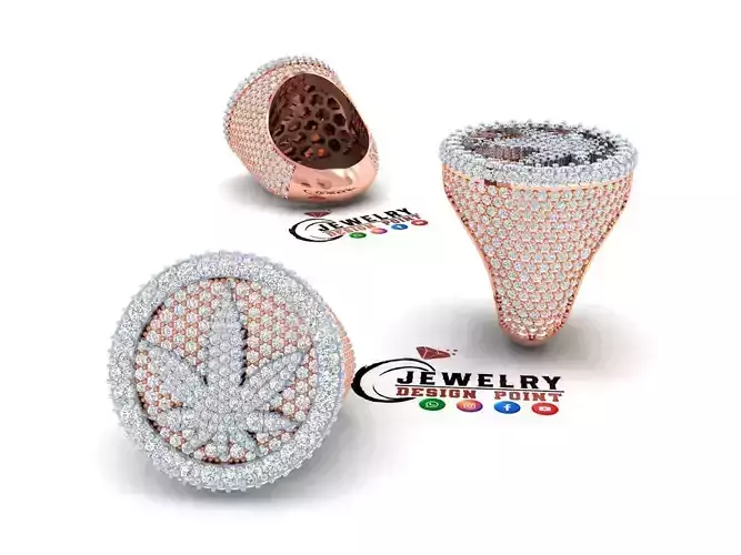 Custom Weed Flower Championship Ring - Diamond Ring