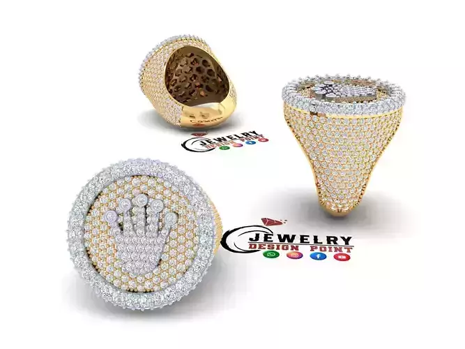 Custom Rolex Crown Championship Ring - Signet Diamond Ring