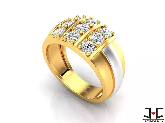 0234 - Luxurious Gold Gents Ring with Diamond - JCADHub