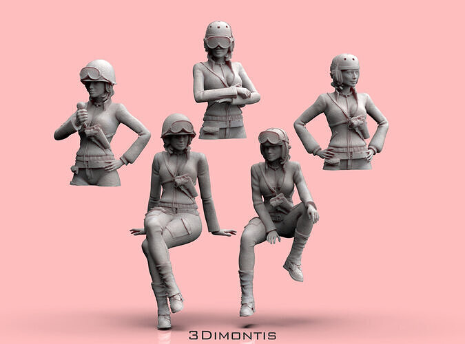 USA Women Tank Crew WW2 3D print model