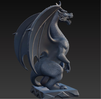 Ancient Dragon Statue Obsidian Temple Guardian Low-poly 3D model_11