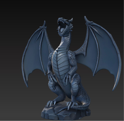 Ancient Dragon Statue Obsidian Temple Guardian Low-poly 3D model_15
