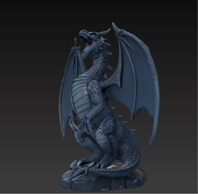 Ancient Dragon Statue Obsidian Temple Guardian Low-poly 3D model_14