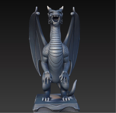 Ancient Dragon Statue Obsidian Temple Guardian Low-poly 3D model_9