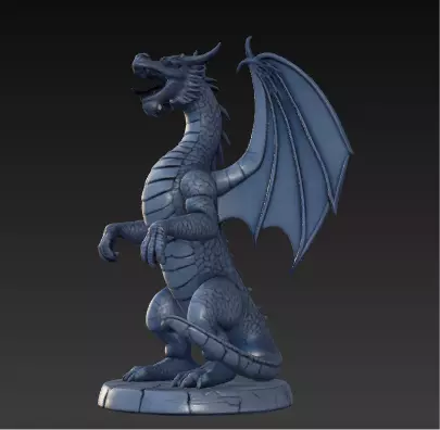 Ancient Dragon Statue Obsidian Temple Guardian Low-poly 3D model_0