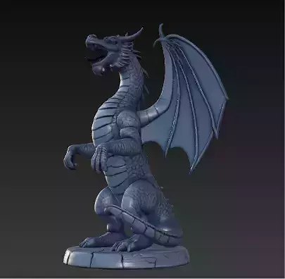 Ancient Dragon Statue  Obsidian Temple Guardian