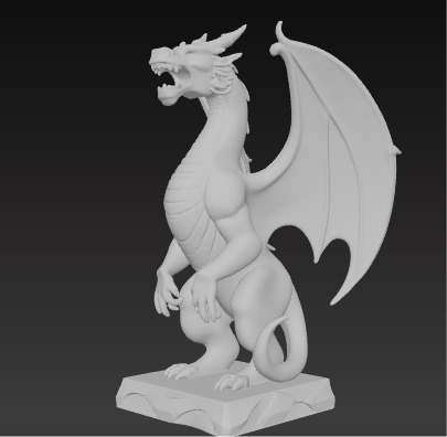 Ancient Dragon Statue Obsidian Temple Guardian Low-poly 3D model_13