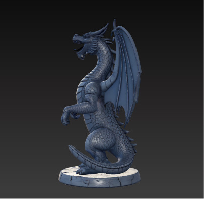 Ancient Dragon Statue Obsidian Temple Guardian Low-poly 3D model_5