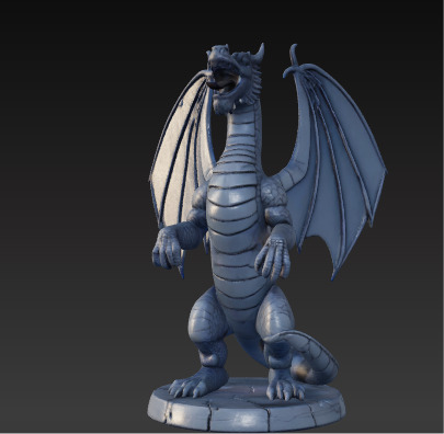 Ancient Dragon Statue Obsidian Temple Guardian Low-poly 3D model_1
