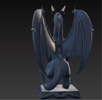 Ancient Dragon Statue Obsidian Temple Guardian Low-poly 3D model_12