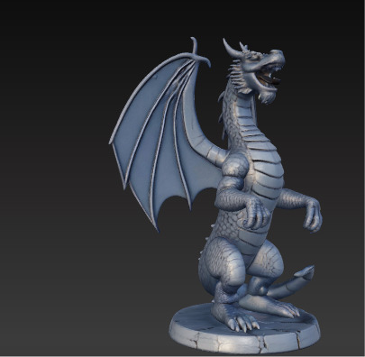 Ancient Dragon Statue Obsidian Temple Guardian Low-poly 3D model_2