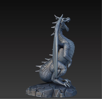 Ancient Dragon Statue Obsidian Temple Guardian Low-poly 3D model_18