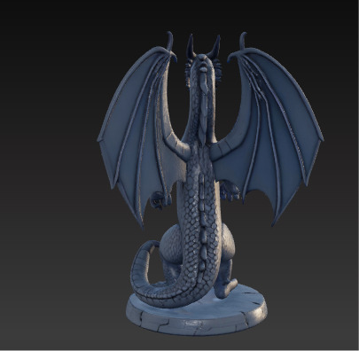 Ancient Dragon Statue Obsidian Temple Guardian Low-poly 3D model_4
