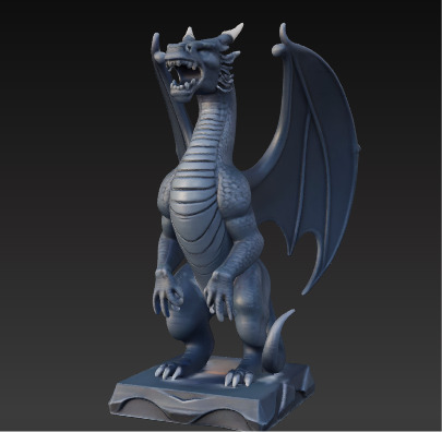 Ancient Dragon Statue Obsidian Temple Guardian Low-poly 3D model_8