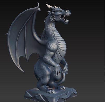 Ancient Dragon Statue Obsidian Temple Guardian Low-poly 3D model_10
