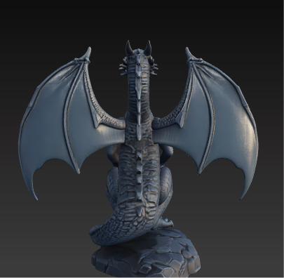 Ancient Dragon Statue Obsidian Temple Guardian Low-poly 3D model_20