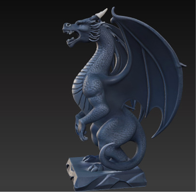 Ancient Dragon Statue Obsidian Temple Guardian Low-poly 3D model_7