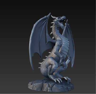 Ancient Dragon Statue Obsidian Temple Guardian Low-poly 3D model_17