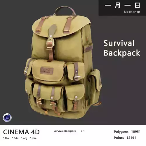 Survival Backpack Free low-poly 3D model