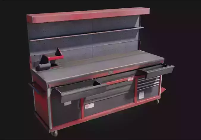 Workbench with Storage and Pegboard  Functional Detail