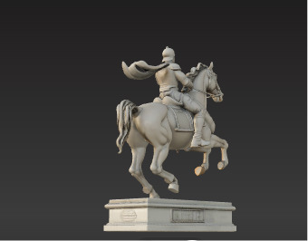 War Horse Statue  Dynamic Bronze Monument Low-poly 3D model_13