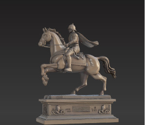 War Horse Statue  Dynamic Bronze Monument Low-poly 3D model_21