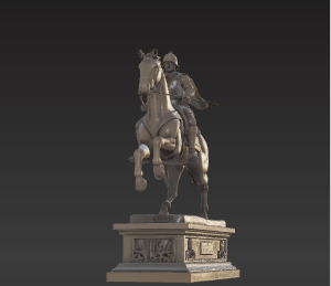 War Horse Statue  Dynamic Bronze Monument Low-poly 3D model_22
