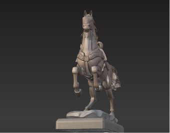 War Horse Statue  Dynamic Bronze Monument Low-poly 3D model_3
