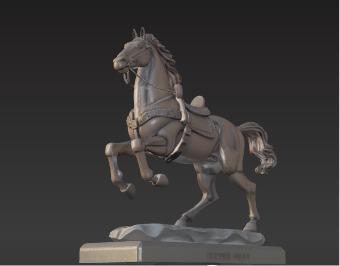 War Horse Statue  Dynamic Bronze Monument Low-poly 3D model_2