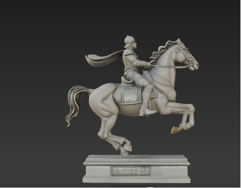 War Horse Statue  Dynamic Bronze Monument Low-poly 3D model_12