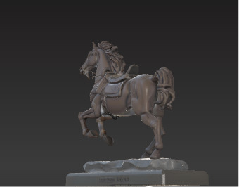 War Horse Statue  Dynamic Bronze Monument Low-poly 3D model_1