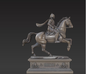 War Horse Statue  Dynamic Bronze Monument Low-poly 3D model_18