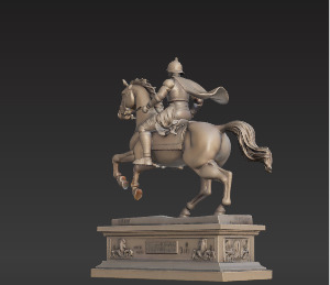War Horse Statue  Dynamic Bronze Monument Low-poly 3D model_20