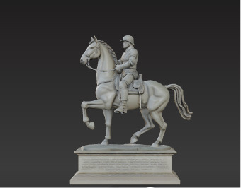 War Horse Statue  Dynamic Bronze Monument Low-poly 3D model_6